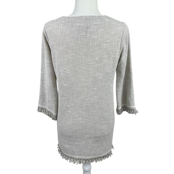Vintage Sara Campbell Textured Boucle Tunic Top XS Tassel Fringe USA Old Money - Picture 8 of 13
